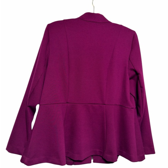 Lane Bryant Magenta Peplum Zip Jacket Plus Size 18 Ponte Knit Blazer - Picture 3 of 5
